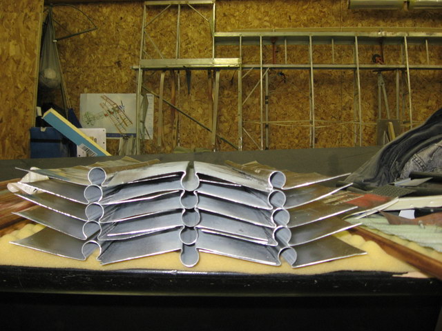 End view of a stack of finished aluminum absorbers